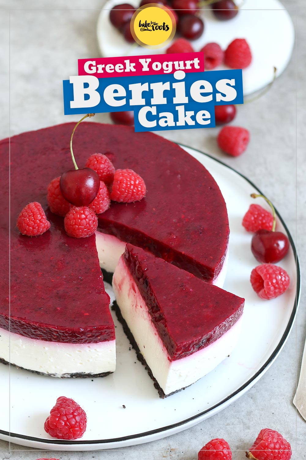 No-Bake Greek Yogurt Berry Cake | Bake to the roots