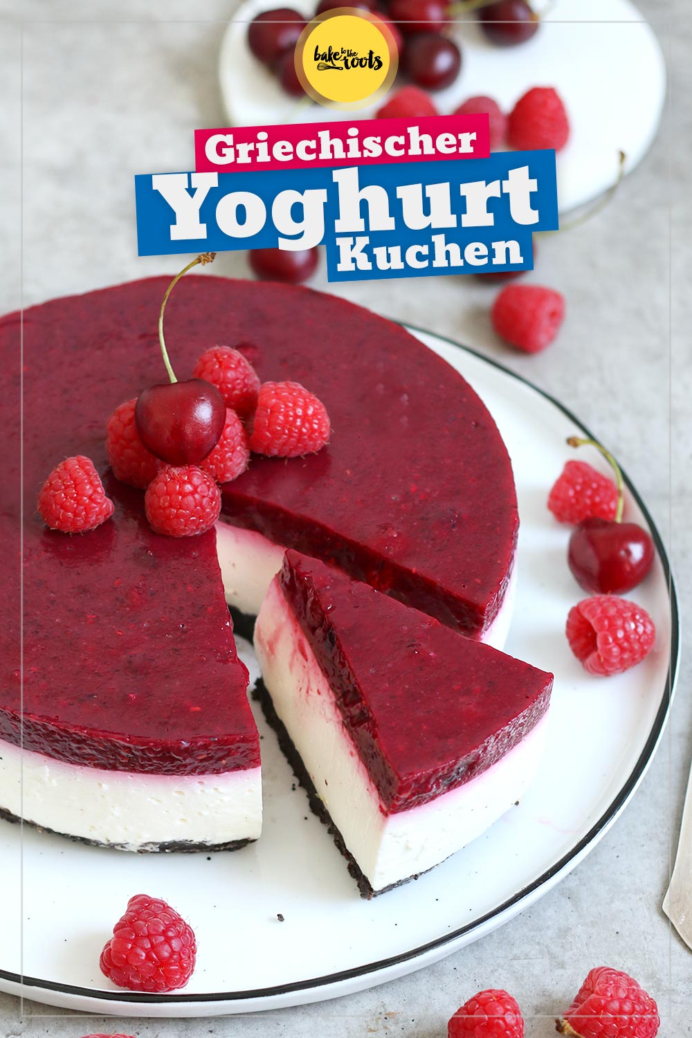 (No-Bake) Griechischer Joghurt Kuchen mit Beeren | Bake to the roots