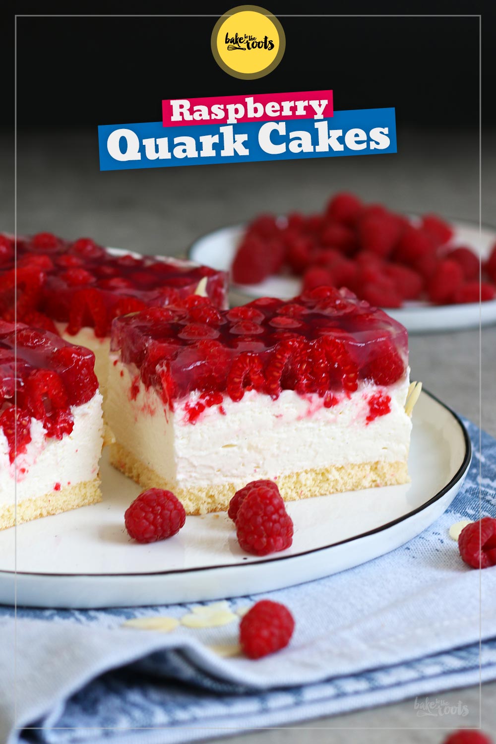Raspberry Cheesecakes (German Quark Himbeerschnitten) | Bake to the roots