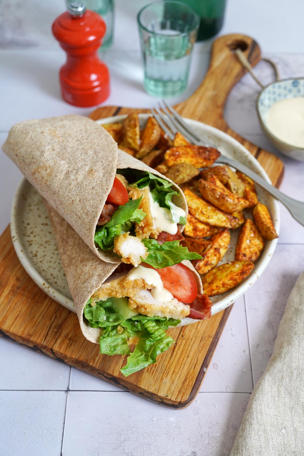Caesar Chicken BLT Wraps | Bake to the roots
