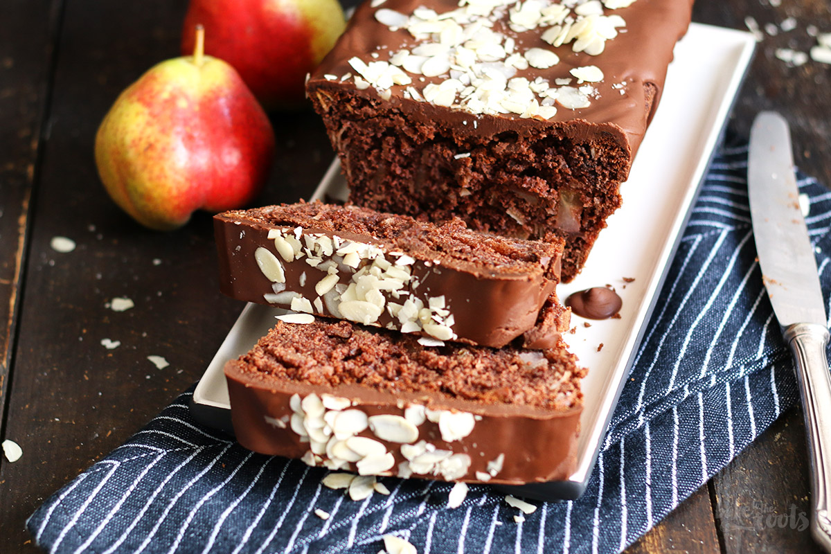 Chocolate & Pear Loaf Cake | Bake to the roots
