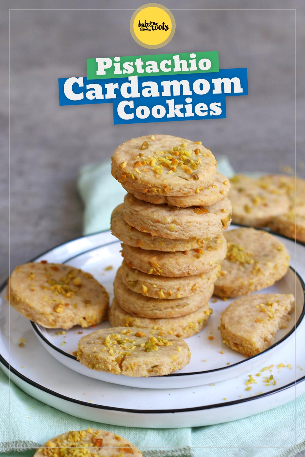 Pistachio Cardamom Shortbread Cookies | Bake to the roots