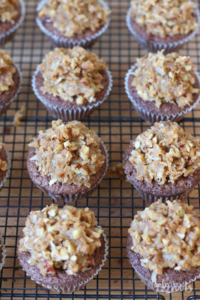 German Chocolate Cupcakes | Bake to the roots
