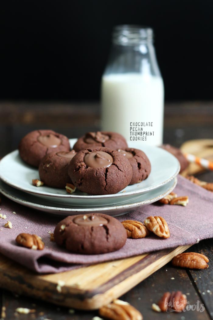 Chocolate Pecan Thumbprint Cookies