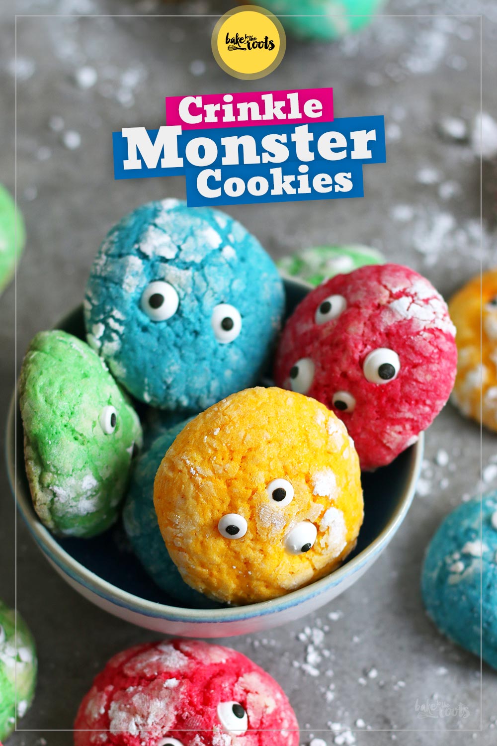 Cranky Crinkle Monster Cookies | Bake to the roots