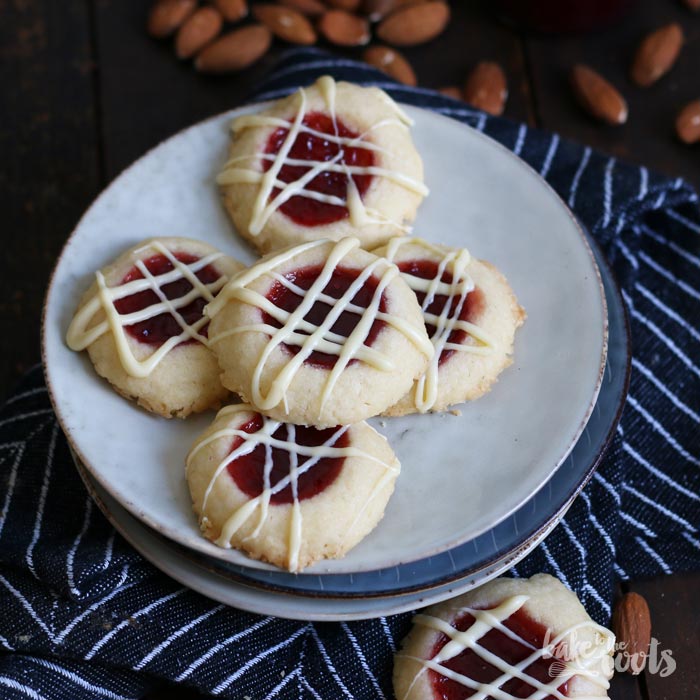 Raspberry Almond Thumbprint Cookies | Bake to the roots