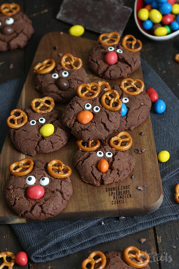 Double Chocolate Speculoos Reindeer Cookies