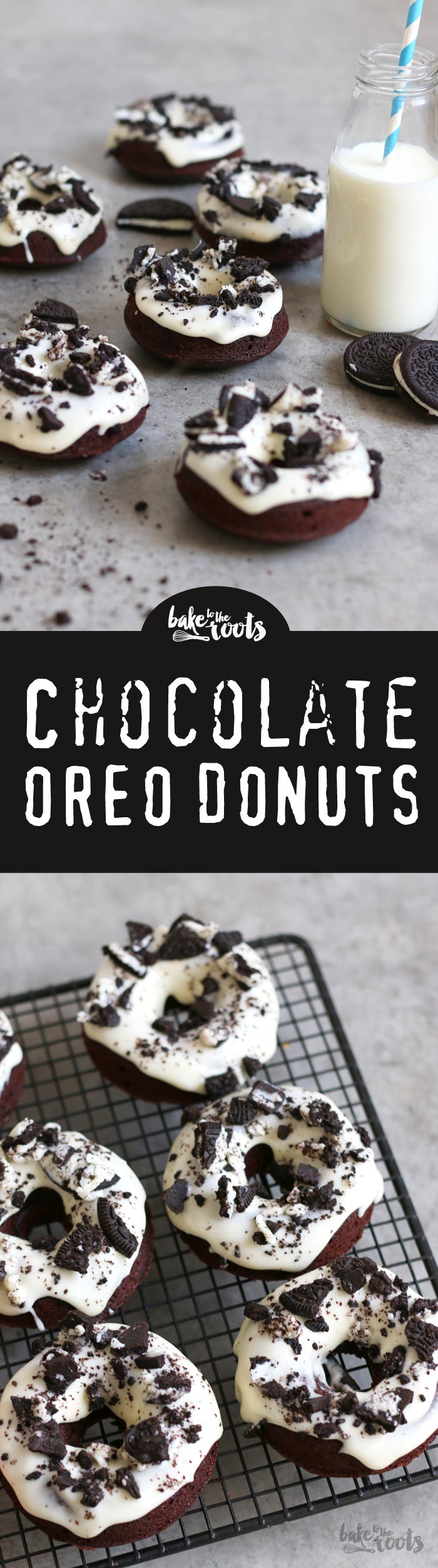 Delicious chocolate donuts with cream cheese frosting and oreos topping | Bake to the roots