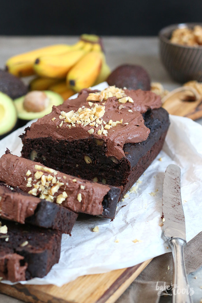 Avocado Banana Walnut Chocolate Cake | Bake to the roots