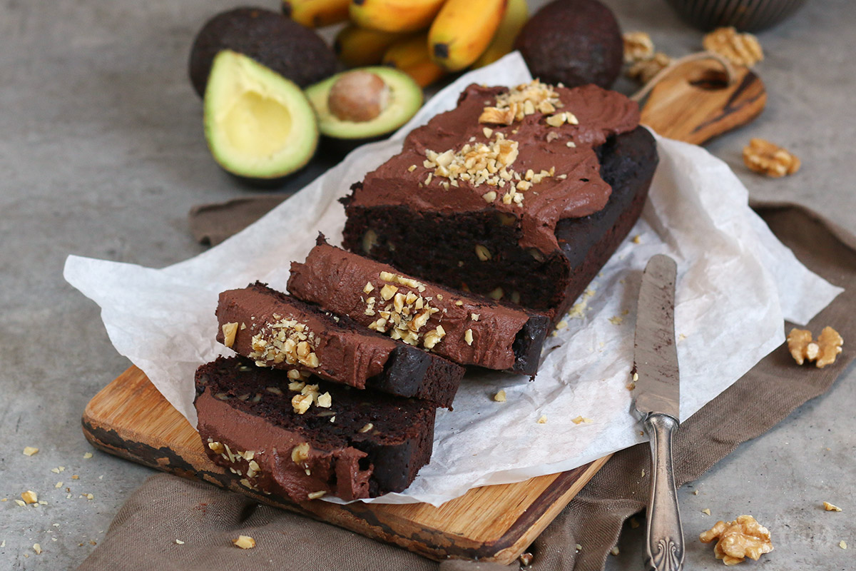 Avocado Banana Walnut Chocolate Cake | Bake to the roots