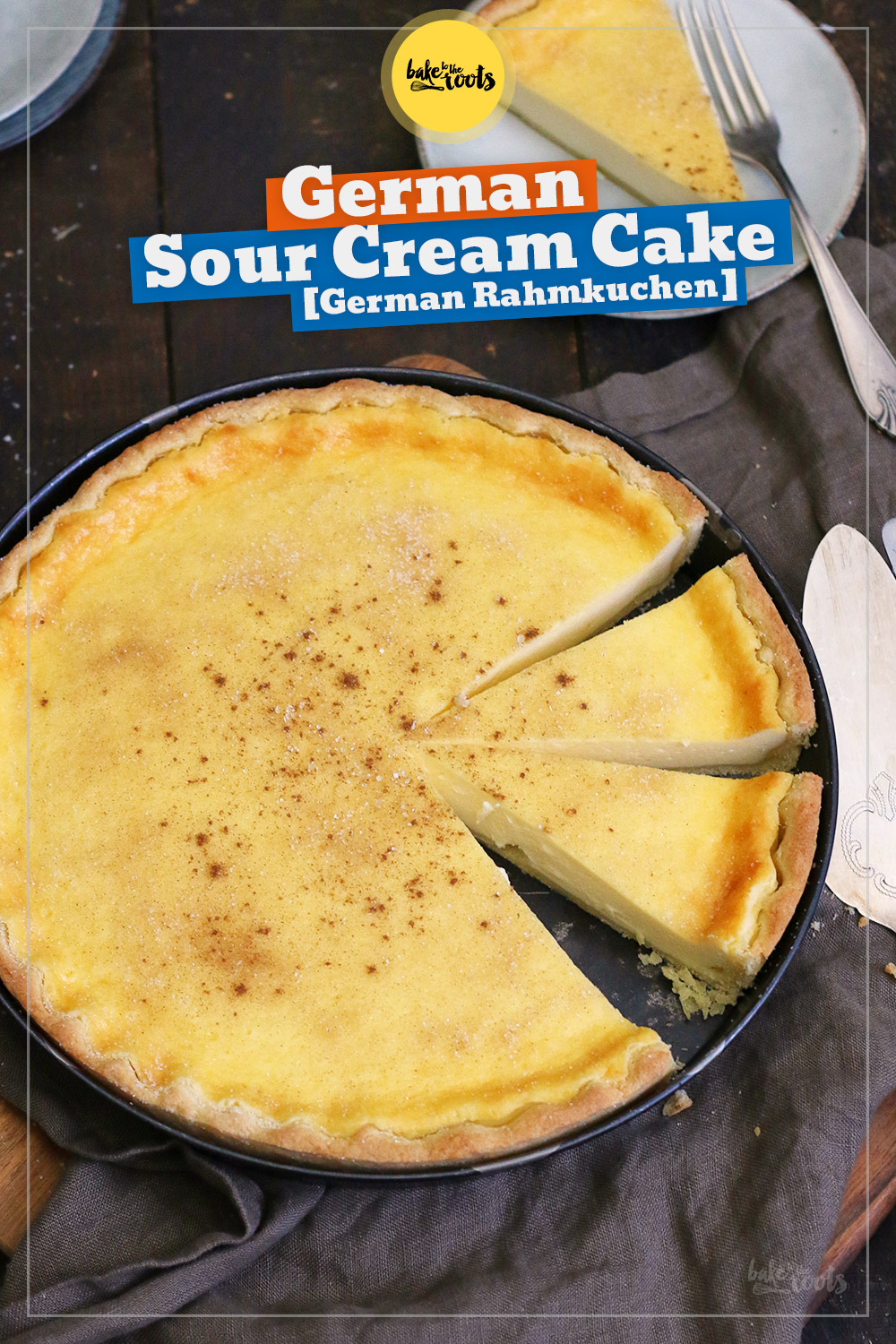 Easy Sour Cream Cake (German Rahmkuchen) | Bake to the roots