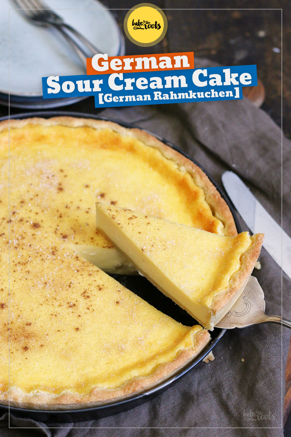 Easy Sour Cream Cake (German Rahmkuchen) | Bake to the roots