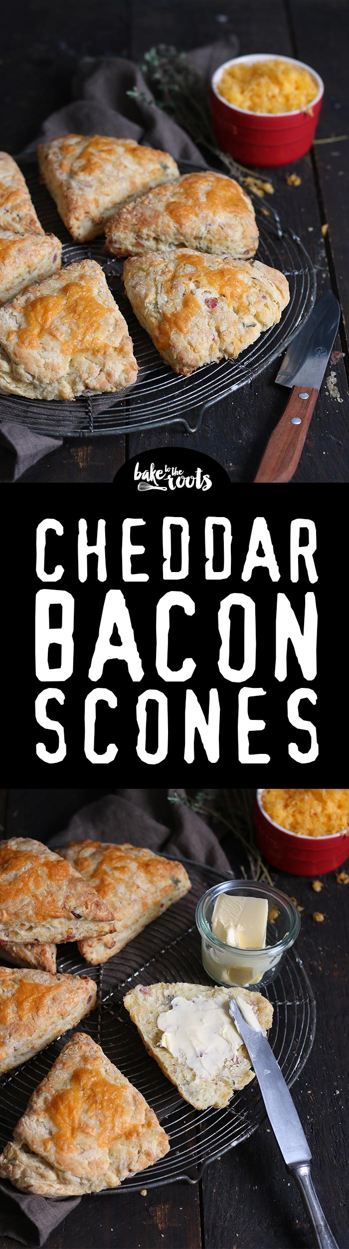 Delicious Scones with Cheddar Cheese, Bacon and Fresh Thyme | Bake to the roots
