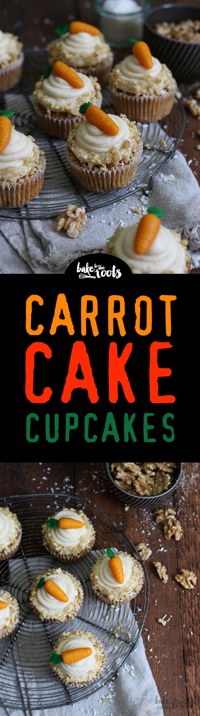 Delicious Carrot Cake Cupcakes with Cream Cheese Frosting and Marzipan Carrots | Bake to the roots