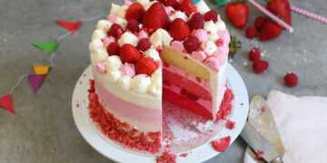 Strawberry Raspberry Ombre Cake | Bake to the roots