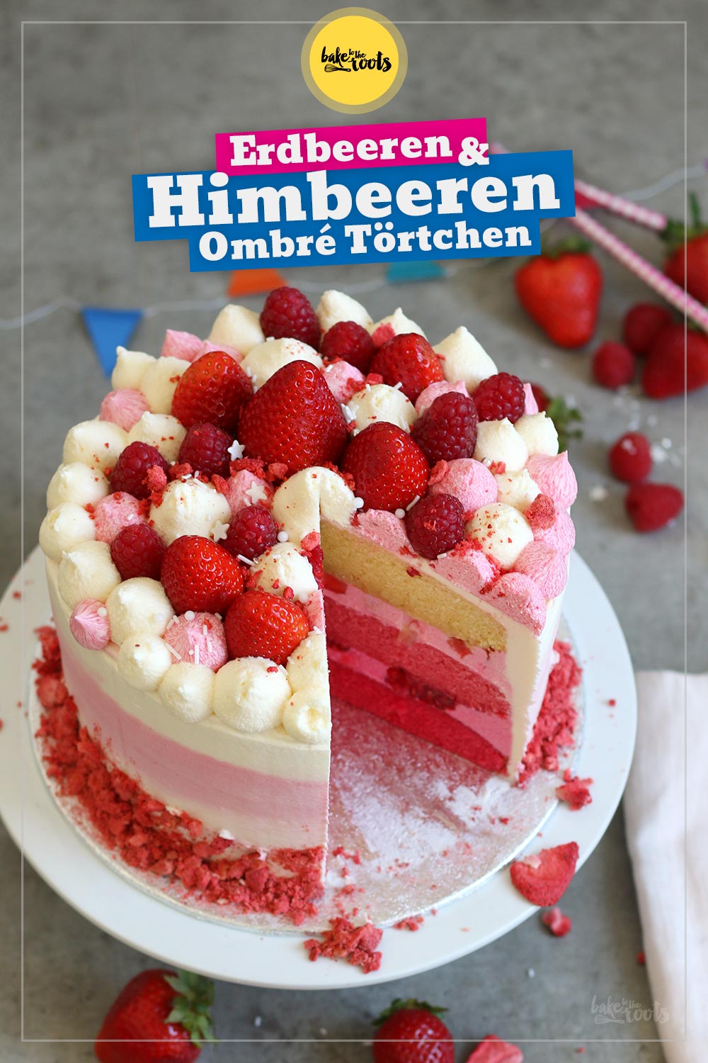 Erdbeeren & Himbeeren Ombré Törtchen | Bake to the roots
