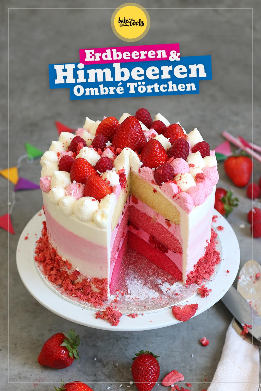 Erdbeeren & Himbeeren Ombré Törtchen | Bake to the roots