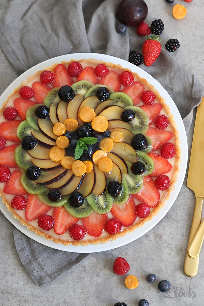Coconut Pudding Tart with Fresh Fruits | Bake to the roots