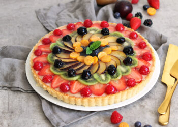 Coconut Pudding Tart with Fresh Fruits | Bake to the roots