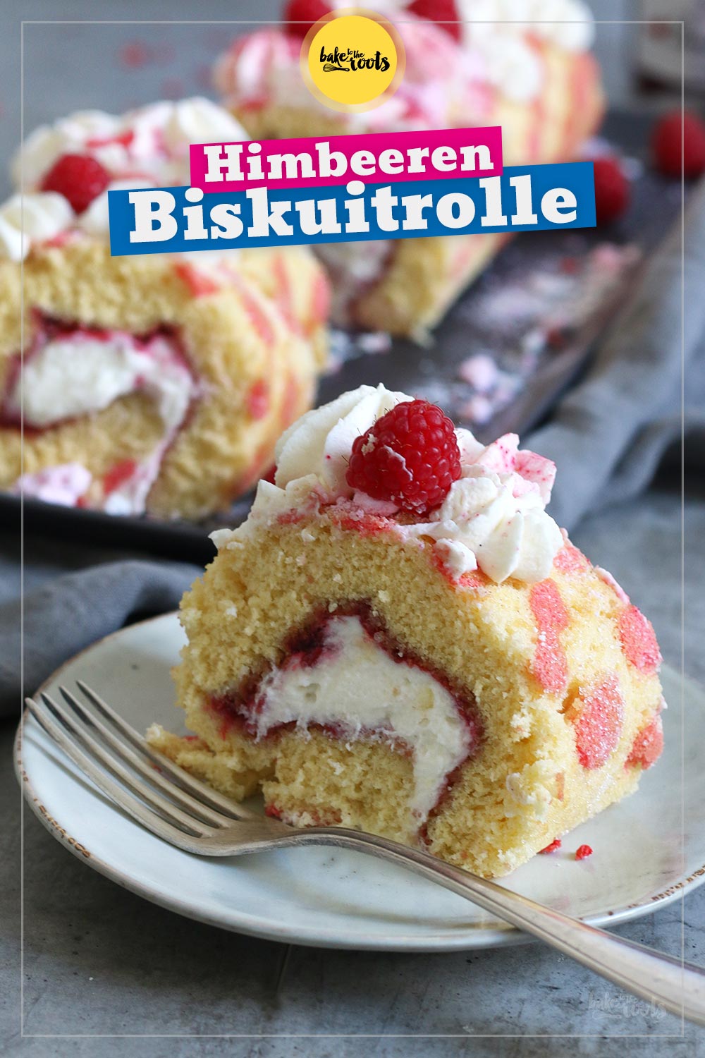 Himbeeren & Sahne Biskuitrolle | Bake to the roots