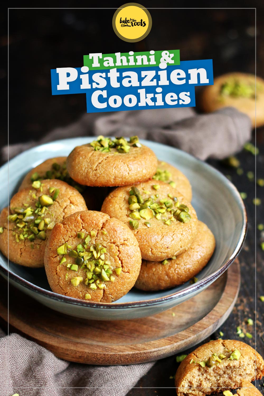 Tahini Pistazien Cookies | Bake to the roots