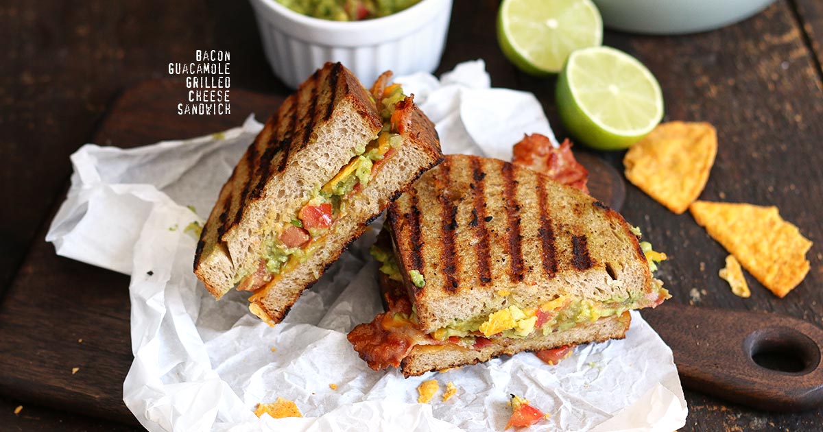 Bacon Guacamole Grilled Cheese Sandwich Bake to the roots