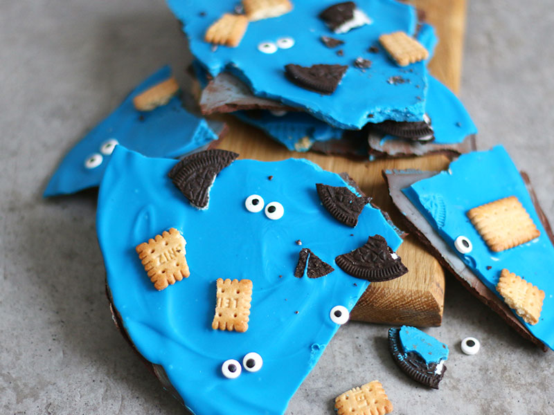 Cookie Monster Cookie Bark | Bake to the roots