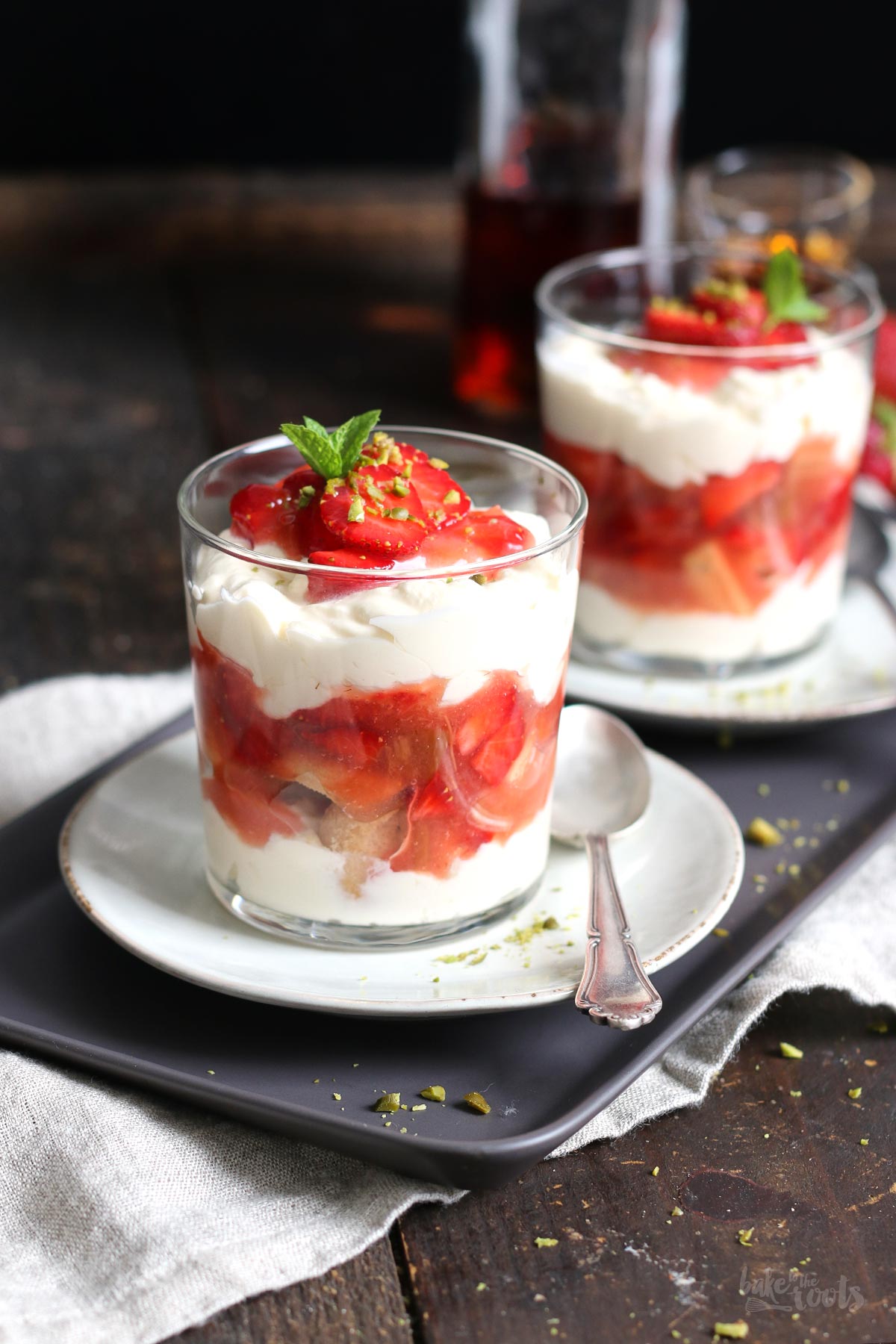 Rhubarb & Strawberry Tiramisu | Bake to the roots