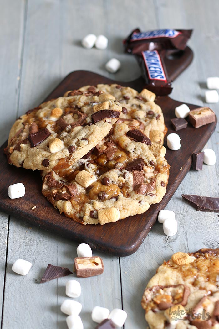Caramel Stuffed Monster Size Cookies | Bake to the roots