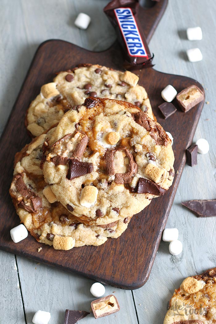 Caramel Stuffed Monster Size Cookies | Bake to the roots