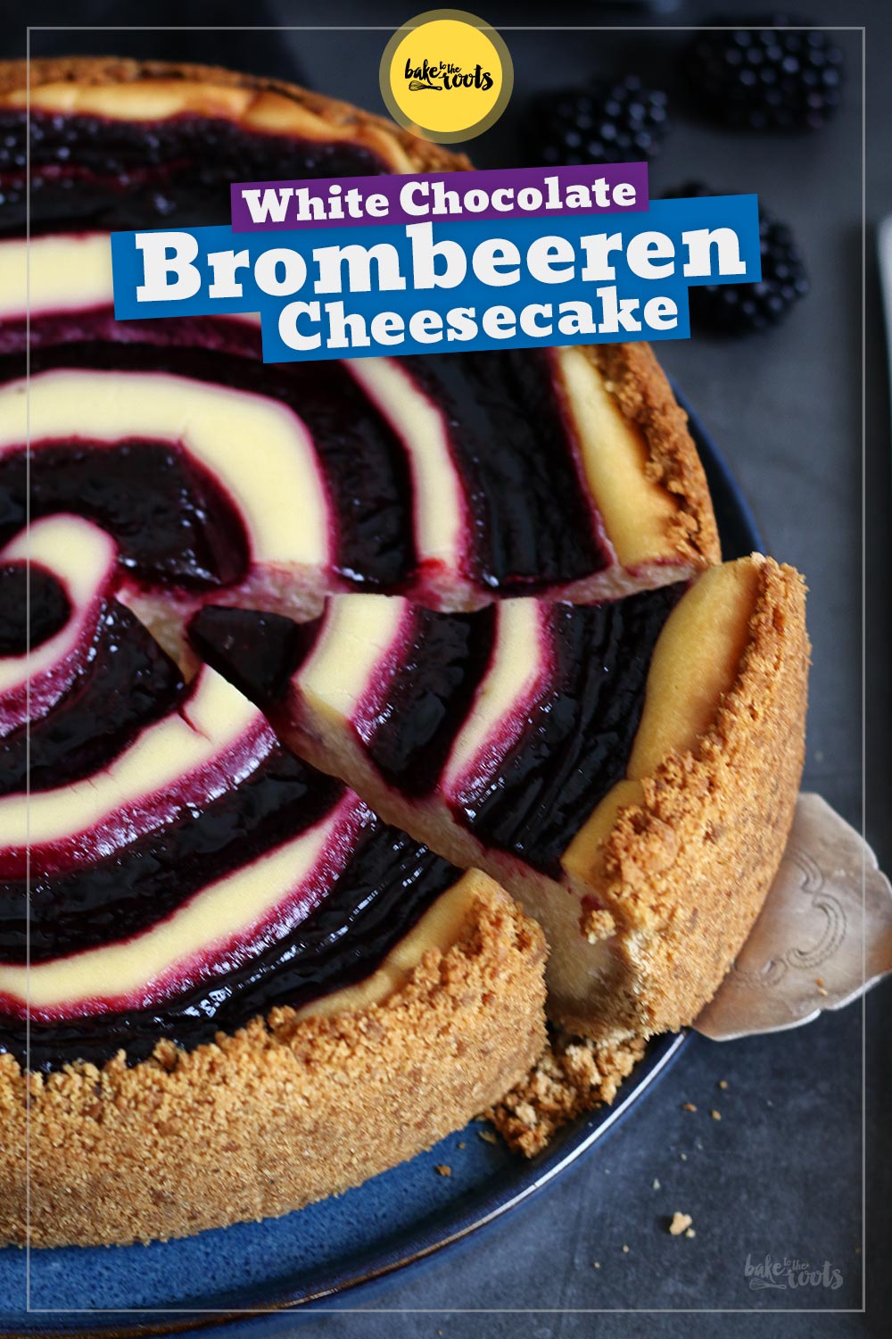 White Chocolate Cheesecake mit Brombeerenswirl | Bake to the roots