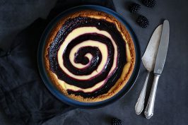 White Chocolate Blackberry Swirl Cheesecake | Bake to the roots