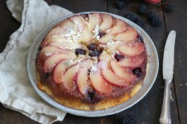 Peach Blackberry Upside Down Cake | Bake to the roots