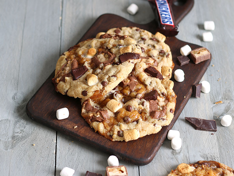 Caramel Stuffed Monster Size Cookies | Bake to the roots