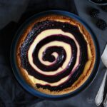 White Chocolate Blackberry Swirl Cheesecake | Bake to the roots