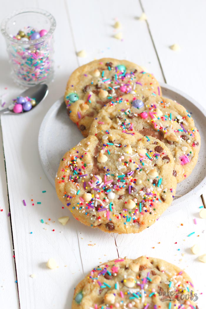 Stuffed Monster Chocolate Chip Cookies with Nutella and Sprinkles | Bake to the roots