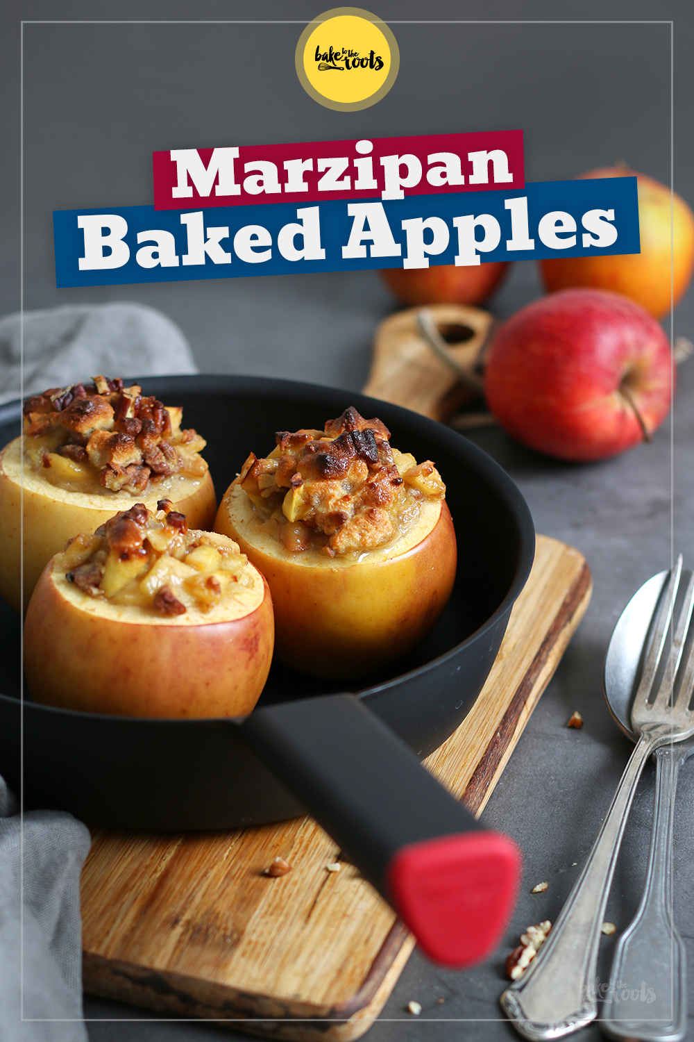 Baked Apples with Marzipan & Pecans | Bake to the roots
