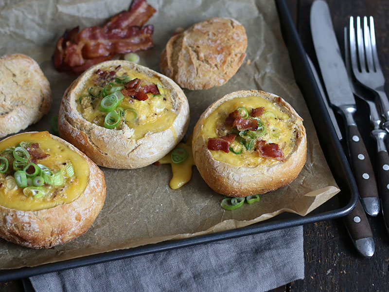 Bacon & Egg Bread Bowls | Bake to the roots