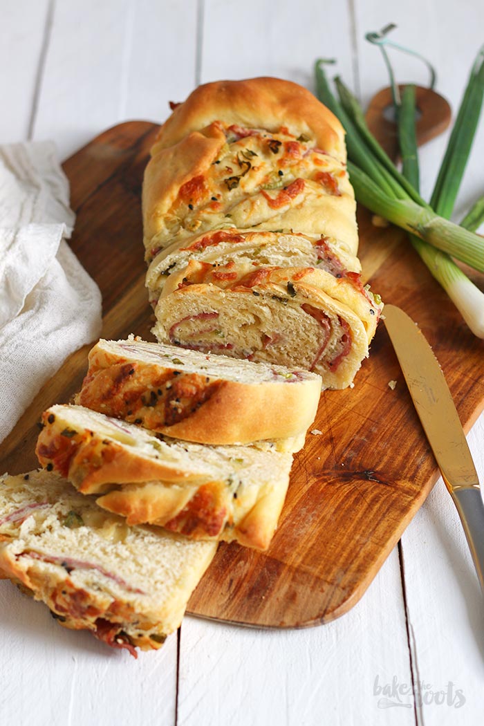 Pull Apart Bread with Salami & Cheese | Bake to the roots