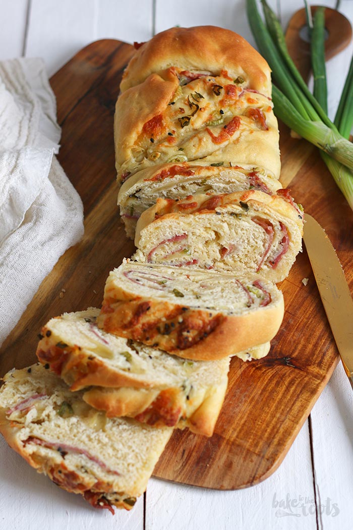 Pull Apart Bread with Salami & Cheese | Bake to the roots