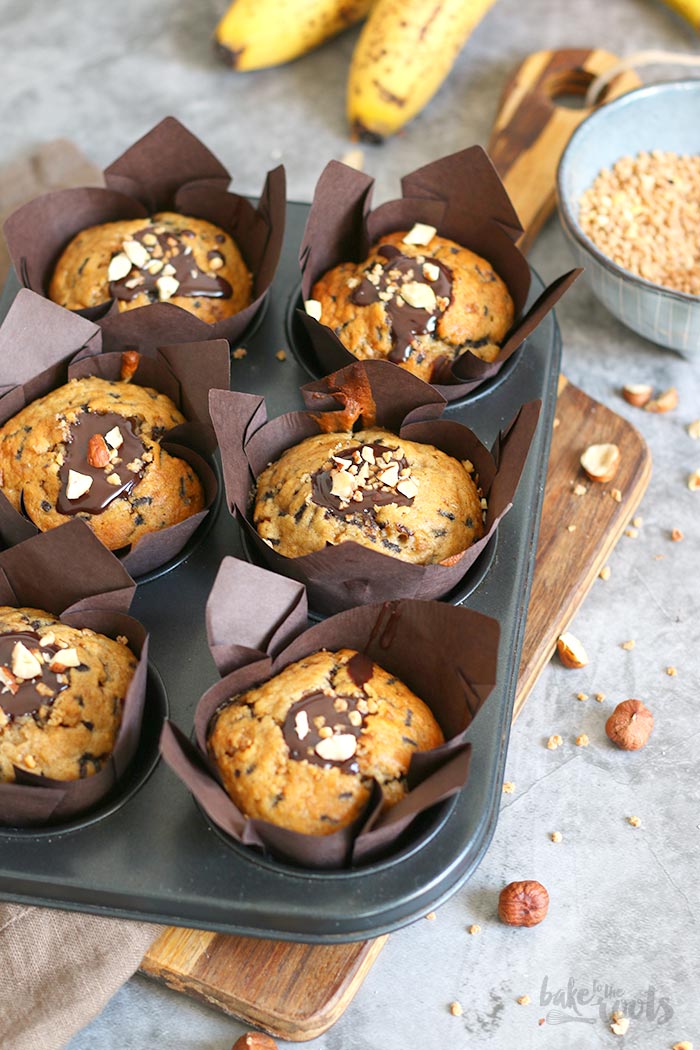 Banana Chocolate Muffins with Chocolate Ganache Core