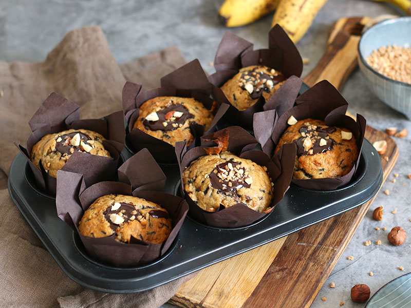 Banana Chocolate Muffins | Bake to the roots