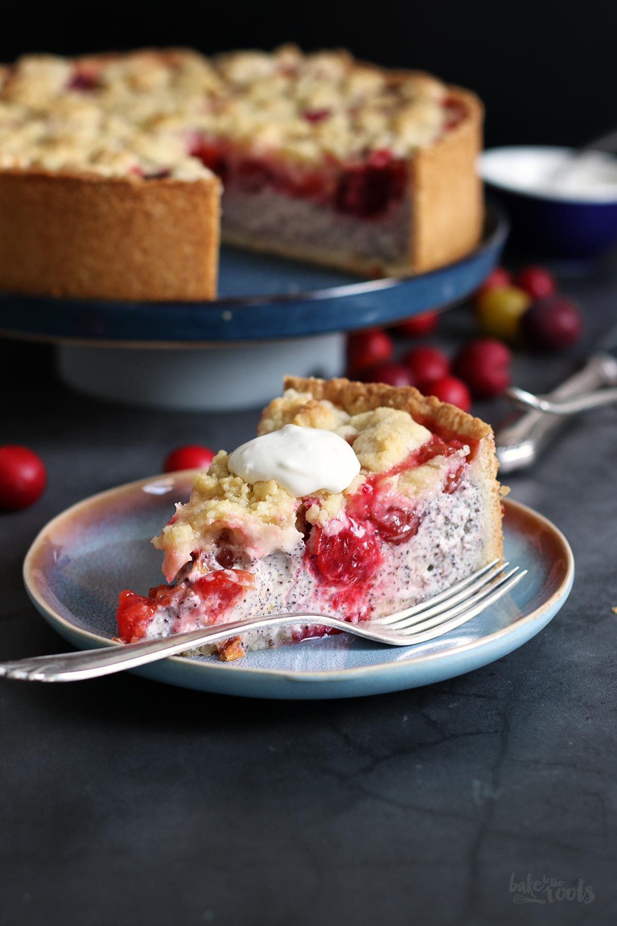 Mirabelle Plum Poppy Seed Streusel Cheesecake | Bake to the roots