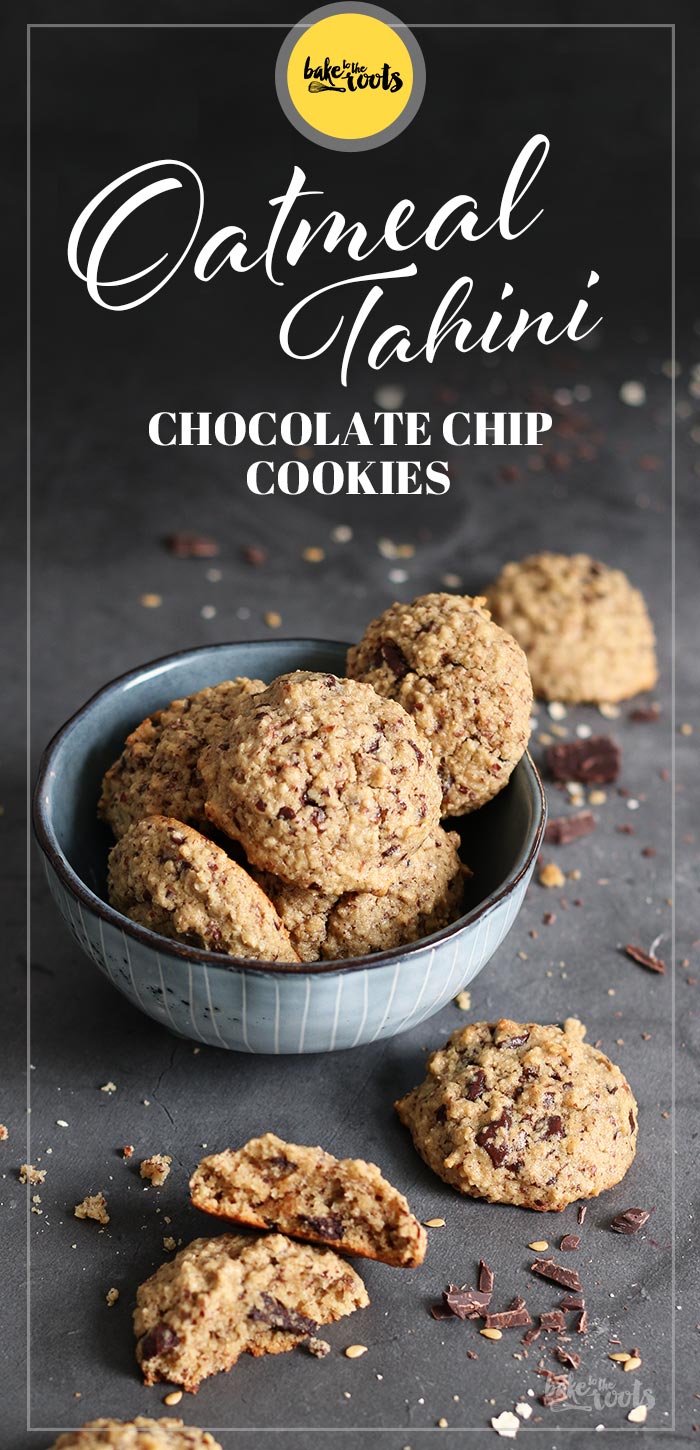 Oatmeal Tahini Chocolate Chip Cookies | Bake to the roots