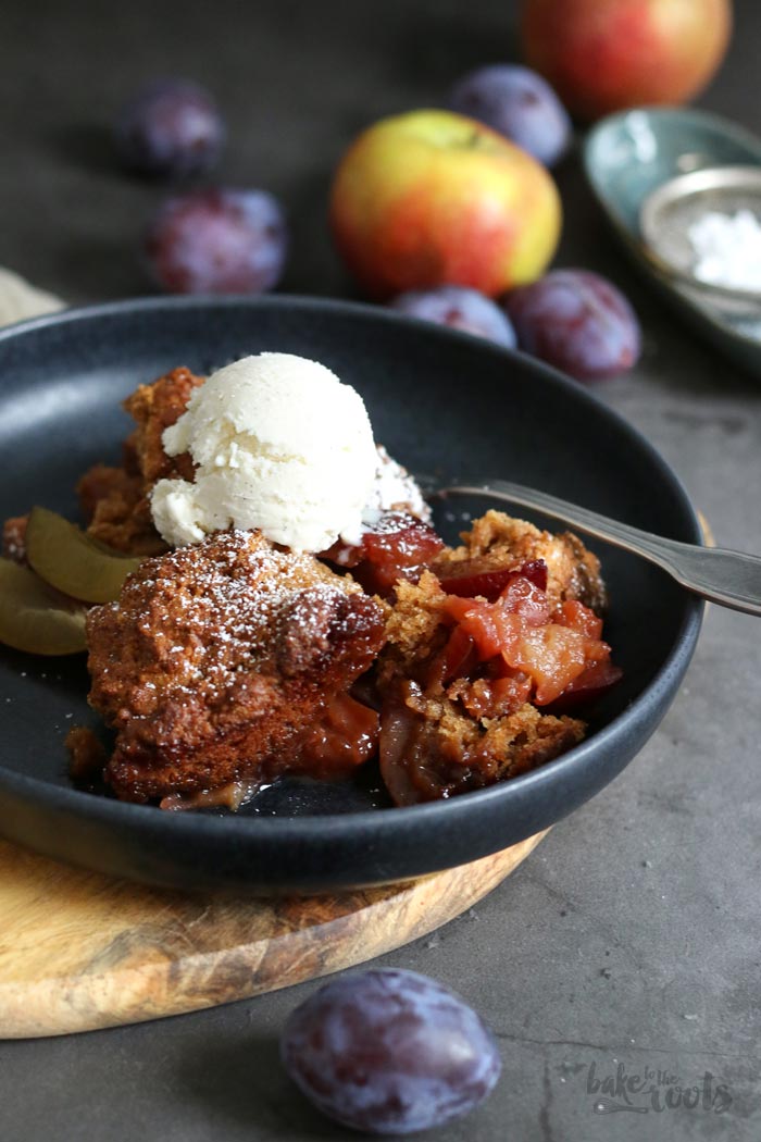 (Wholemeal) Damson Plum Apple Cobbler | Bake to the roots
