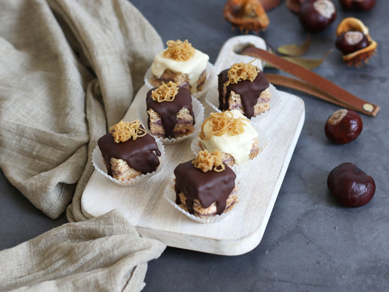 Chestnut Chocolate Petit Fours | Bake to the roots