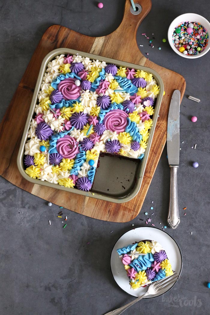 Floral Chocolate Sheet Cake | Bake to the roots
