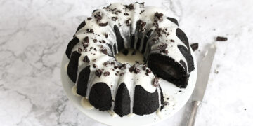 Oreo Stuffed Chocolate Bundt Cake | Bake to the roots