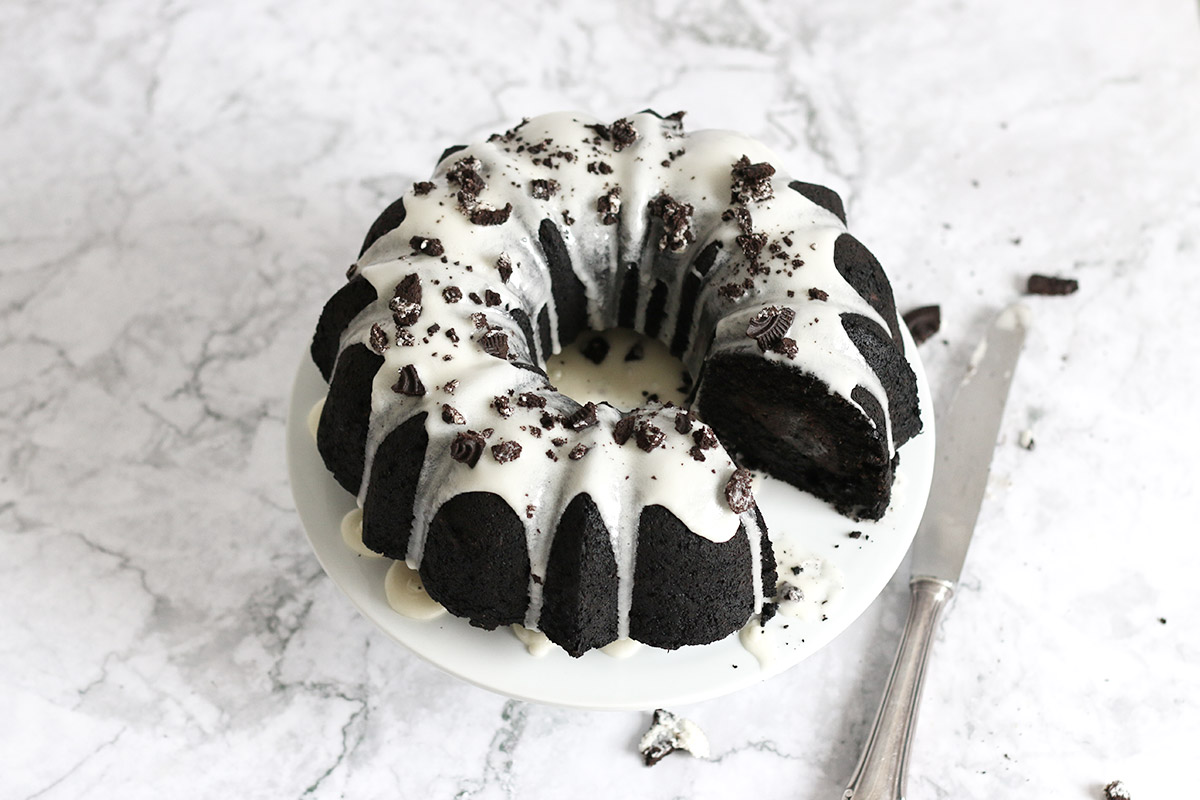Oreo Stuffed Chocolate Bundt Cake | Bake to the roots