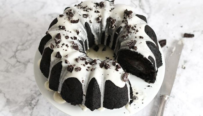 Oreo Stuffed Chocolate Bundt Cake | Bake to the roots